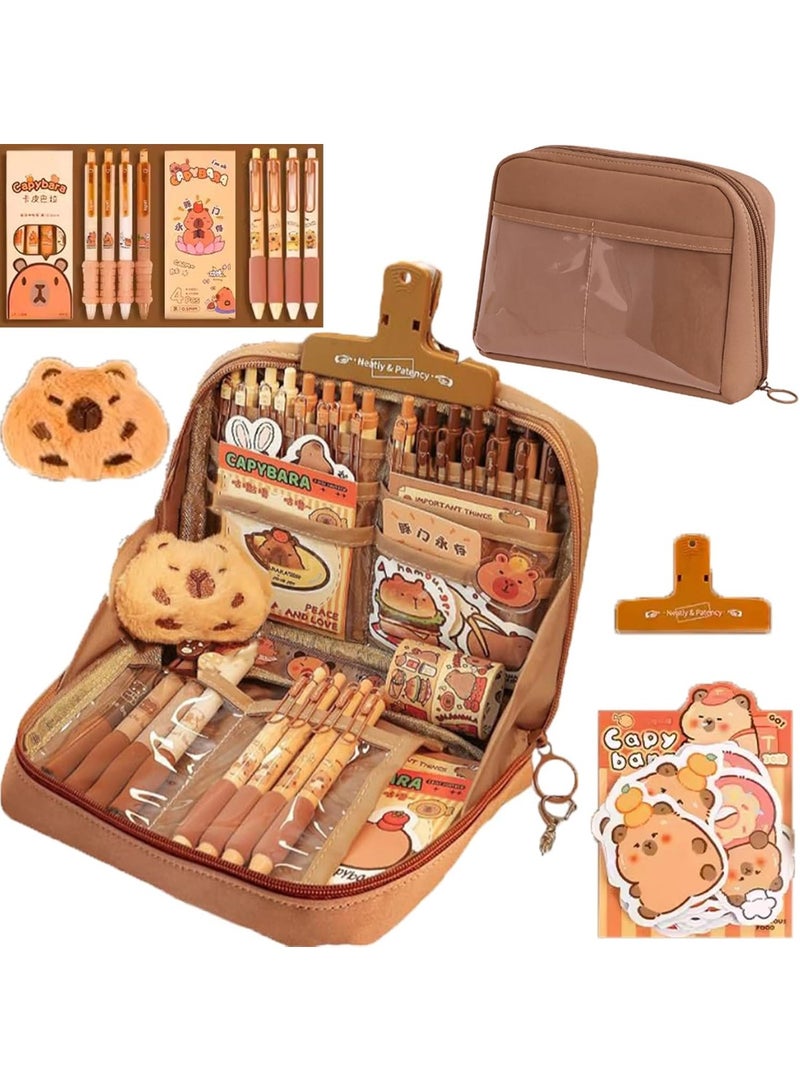 YelaJoy School Stationary Kit, Capybara Pencil Case, Upgraded Thickened Cute Animal Stationery Box, Durable Pen Organizer for Kids, Large Capacity School Supplies Storage Bag,Dirt-Resistant Pencil Case - Image 1